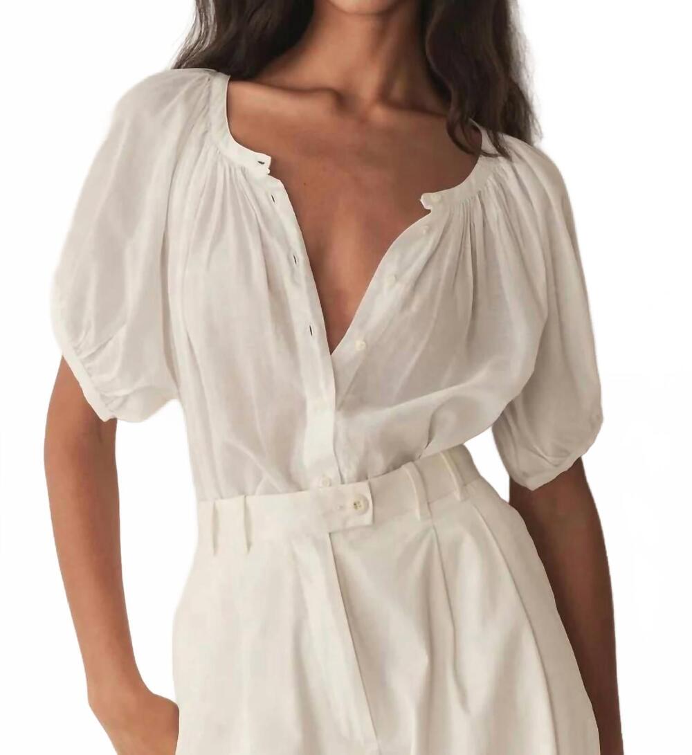 NEW DÔEN june button front top in salt